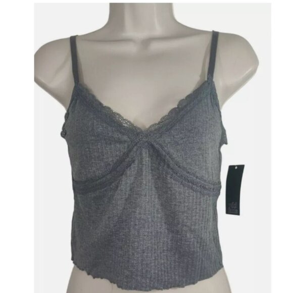wild fable Tops - Wild Fable Women's Lace Trim Tiny Tank Top Heather Gray Xs